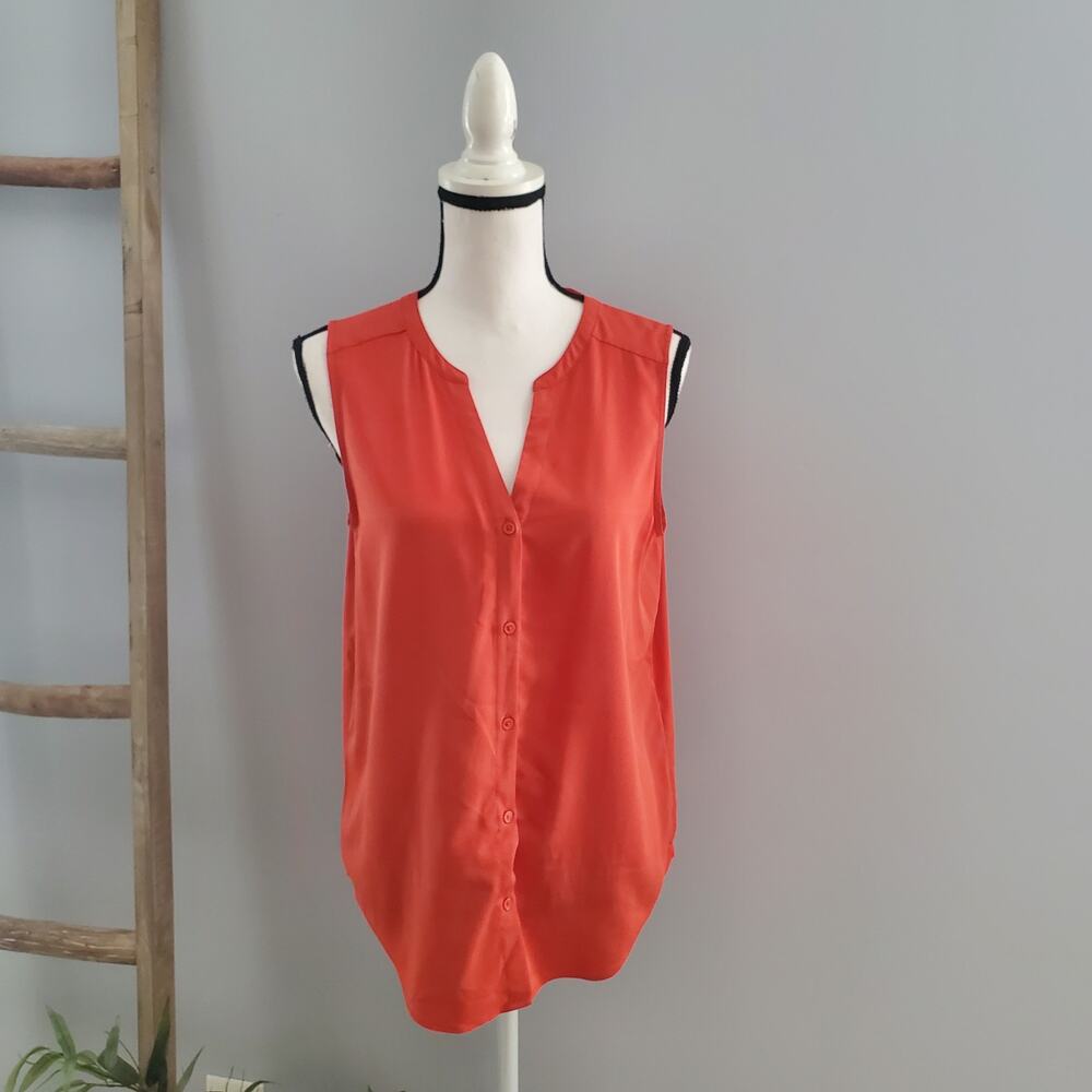 Banana Republic Factory Orange Sleeveless Button Down Top M